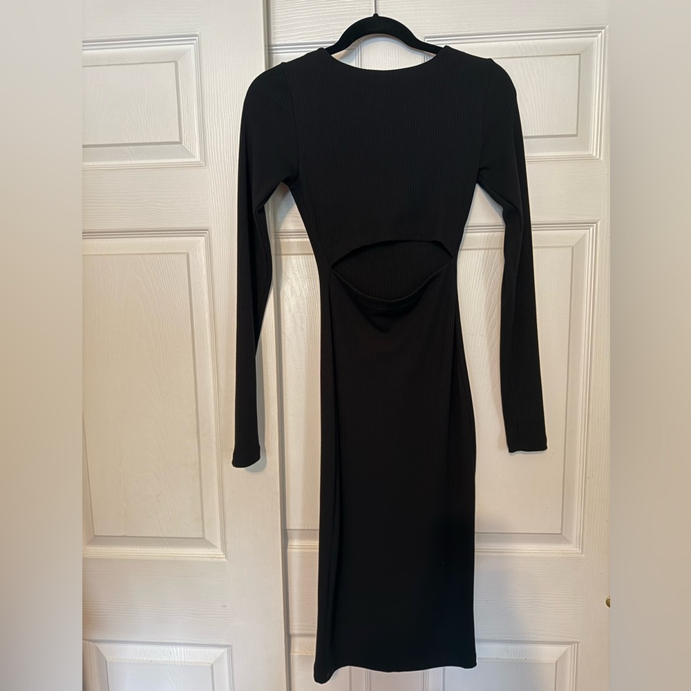 Vici Black Long Sleeve Cut-Out Dress